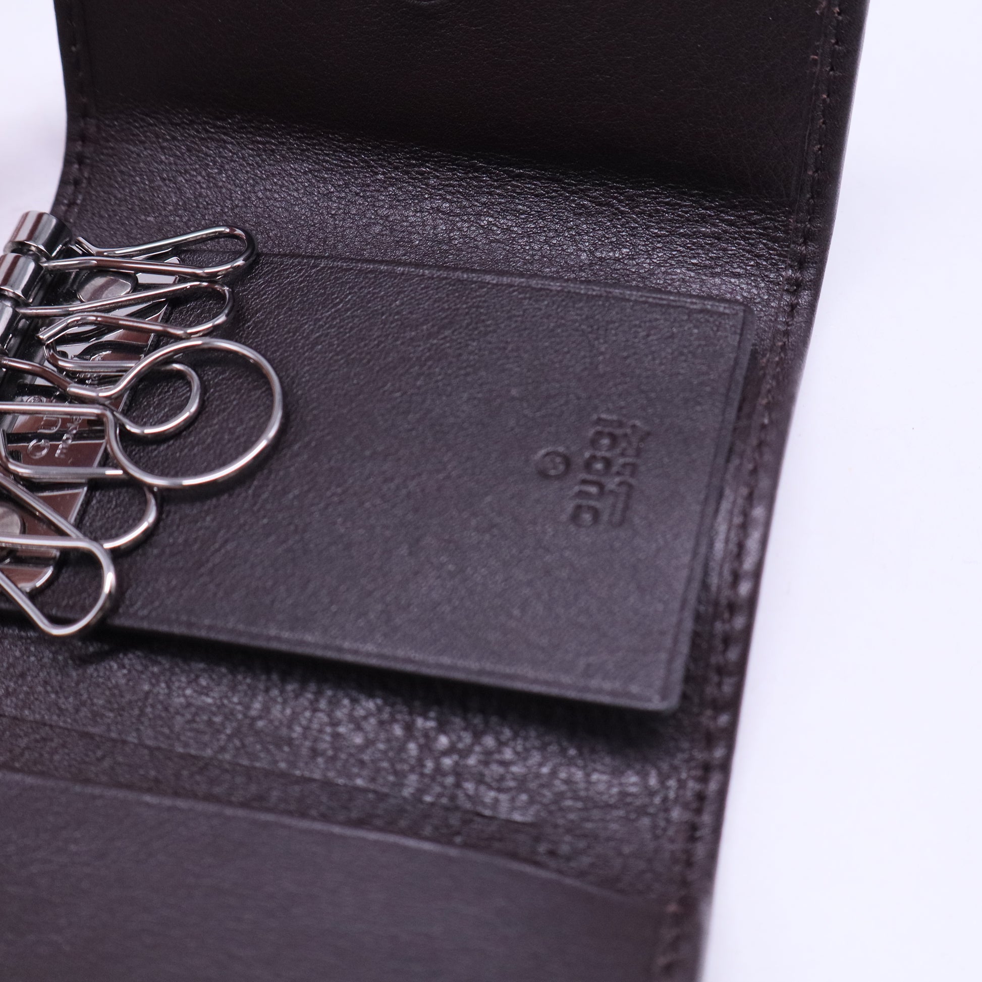 Brown Web Signature Leather Key Holder Case W20467