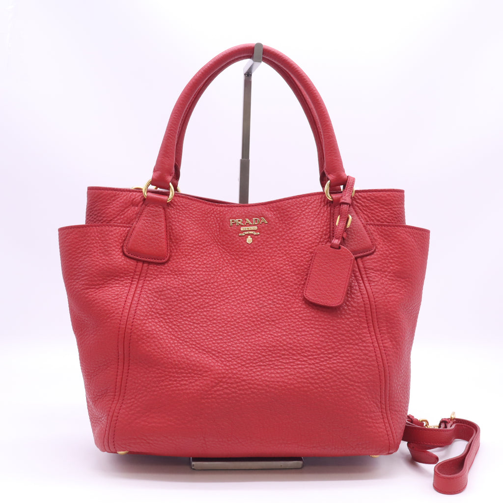 Rubino Vitello Daino Leather Side-Pocket Tote Bag B24075