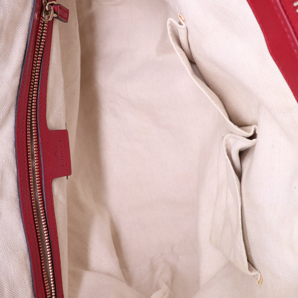 GUCCI GG Canvas Heart bit Tote Bag 2way Beige Red B21376