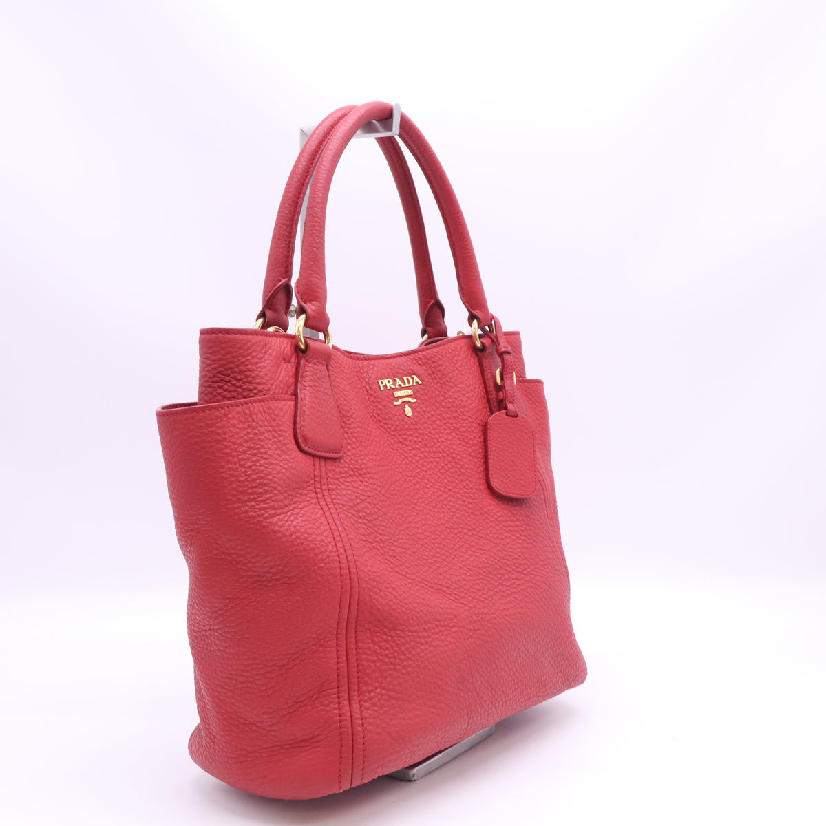 Rubino Vitello Daino Leather Side-Pocket Tote Bag B24075