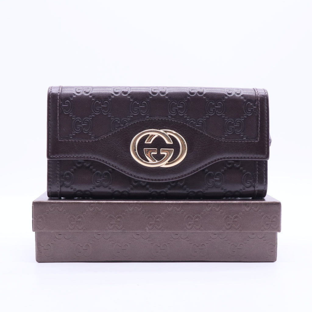 Black Guccissima Leather Flap Continental Wallet W11291