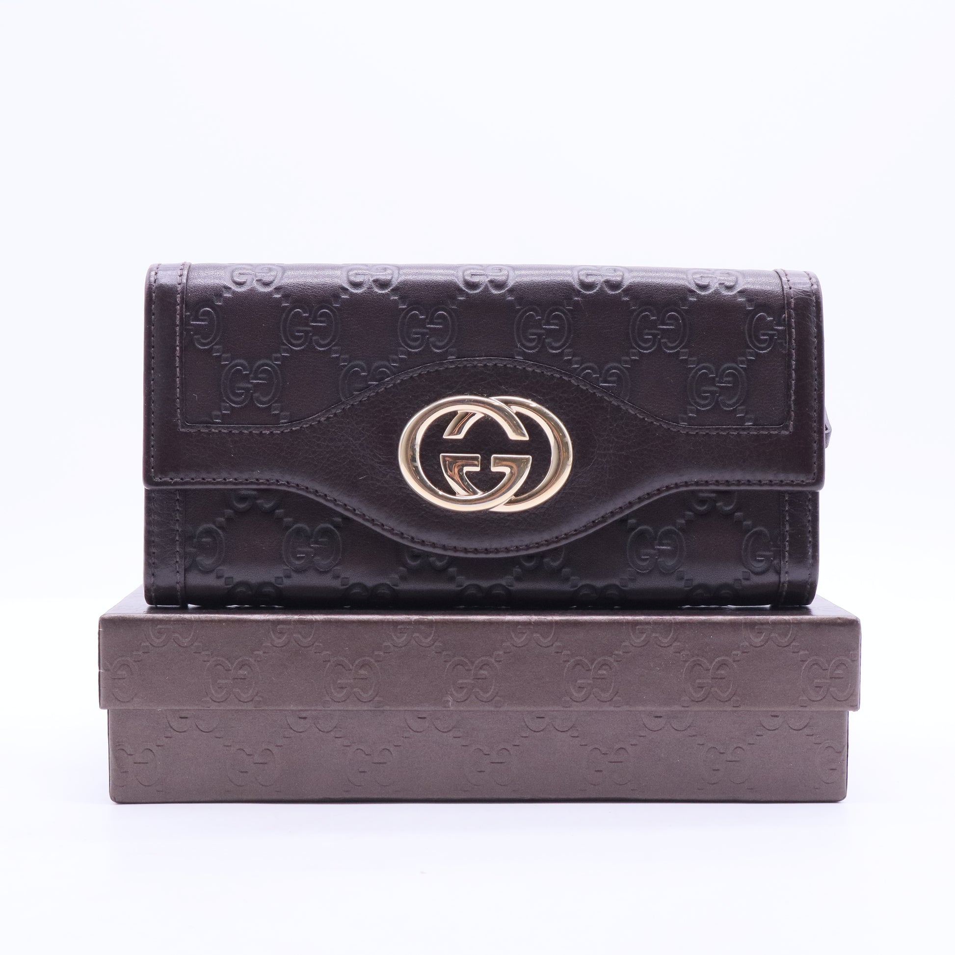 Black Guccissima Leather Flap Continental Wallet W11291