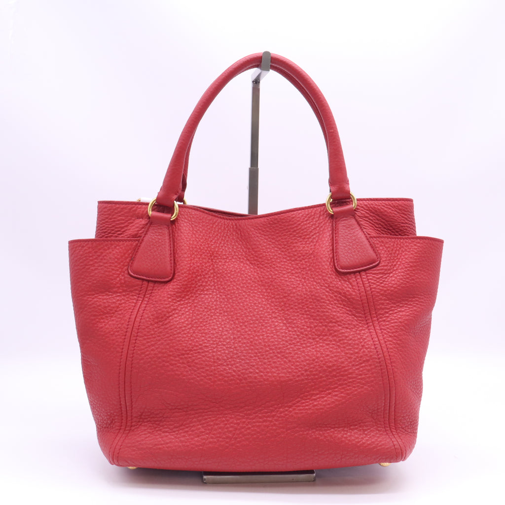 Rubino Vitello Daino Leather Side-Pocket Tote Bag B24075