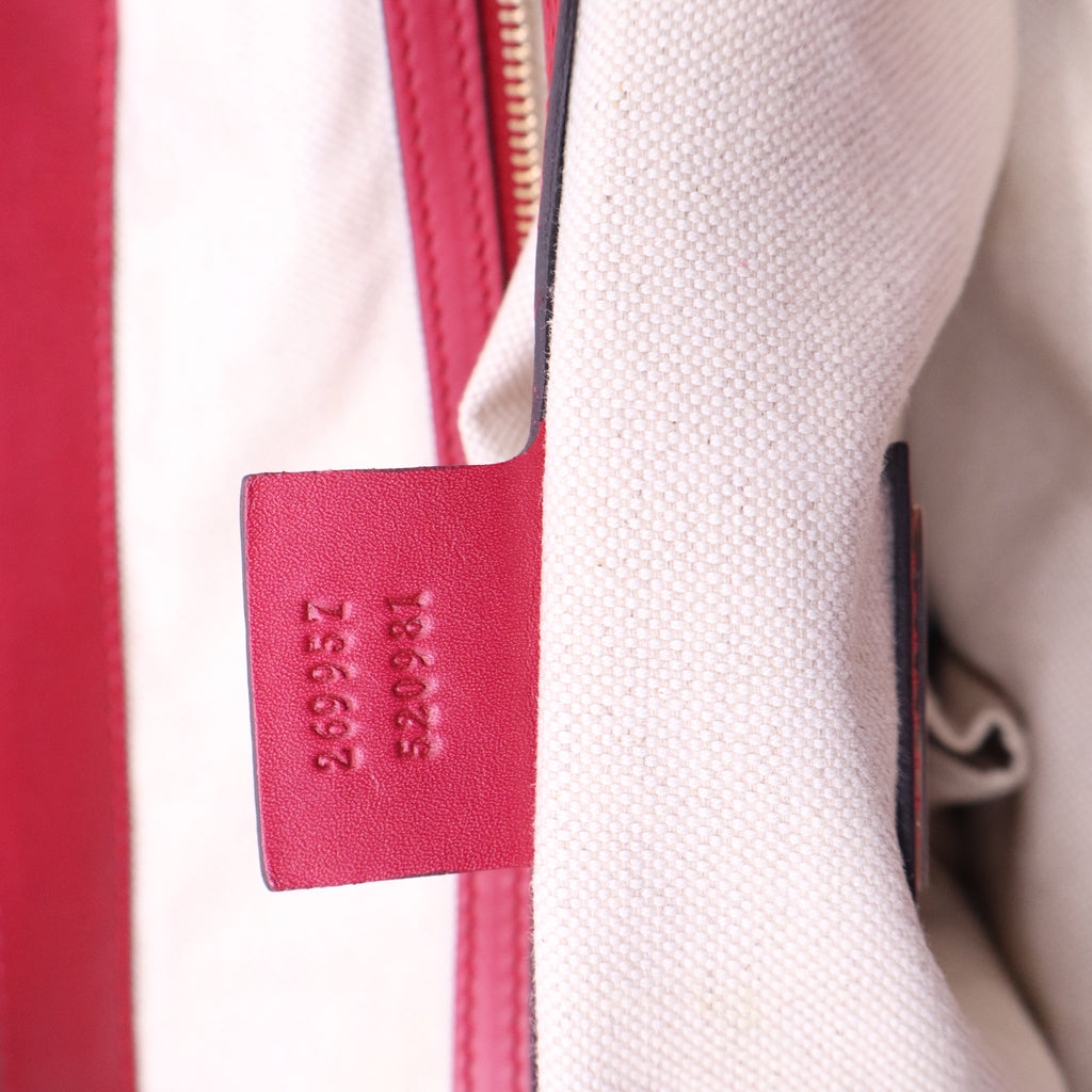 GUCCI GG Canvas Heart bit Tote Bag 2way Beige Red B21376