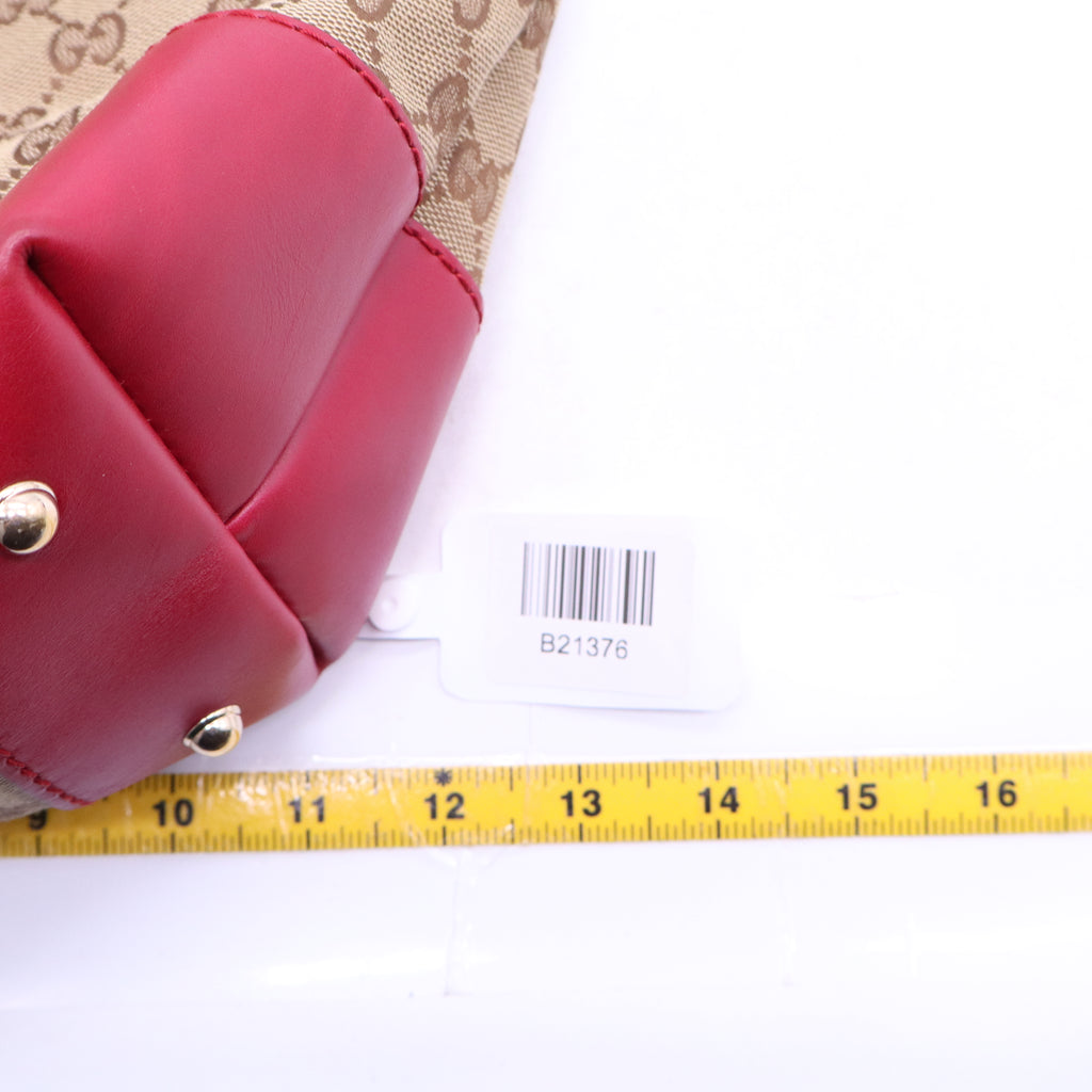 GUCCI GG Canvas Heart bit Tote Bag 2way Beige Red B21376