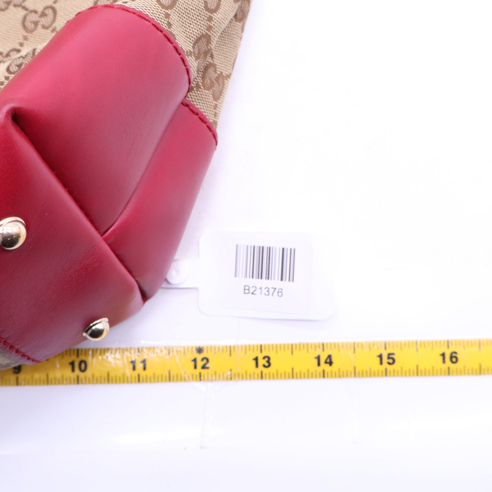GUCCI GG Canvas Heart bit Tote Bag 2way Beige Red B21376