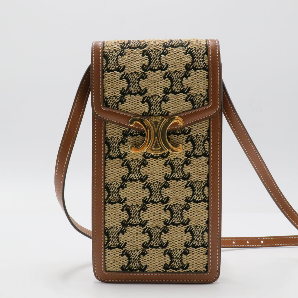Triomphe Flap Phone Holder Crossbody Triomphe Coated Canvas
