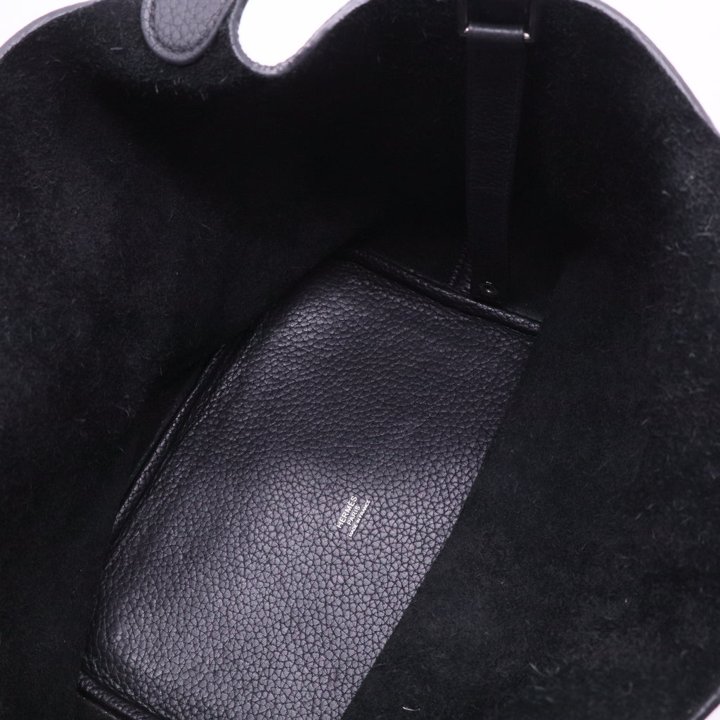 Hermes Picotin Lock Tote Black Clemence Leather Palladium Hardware