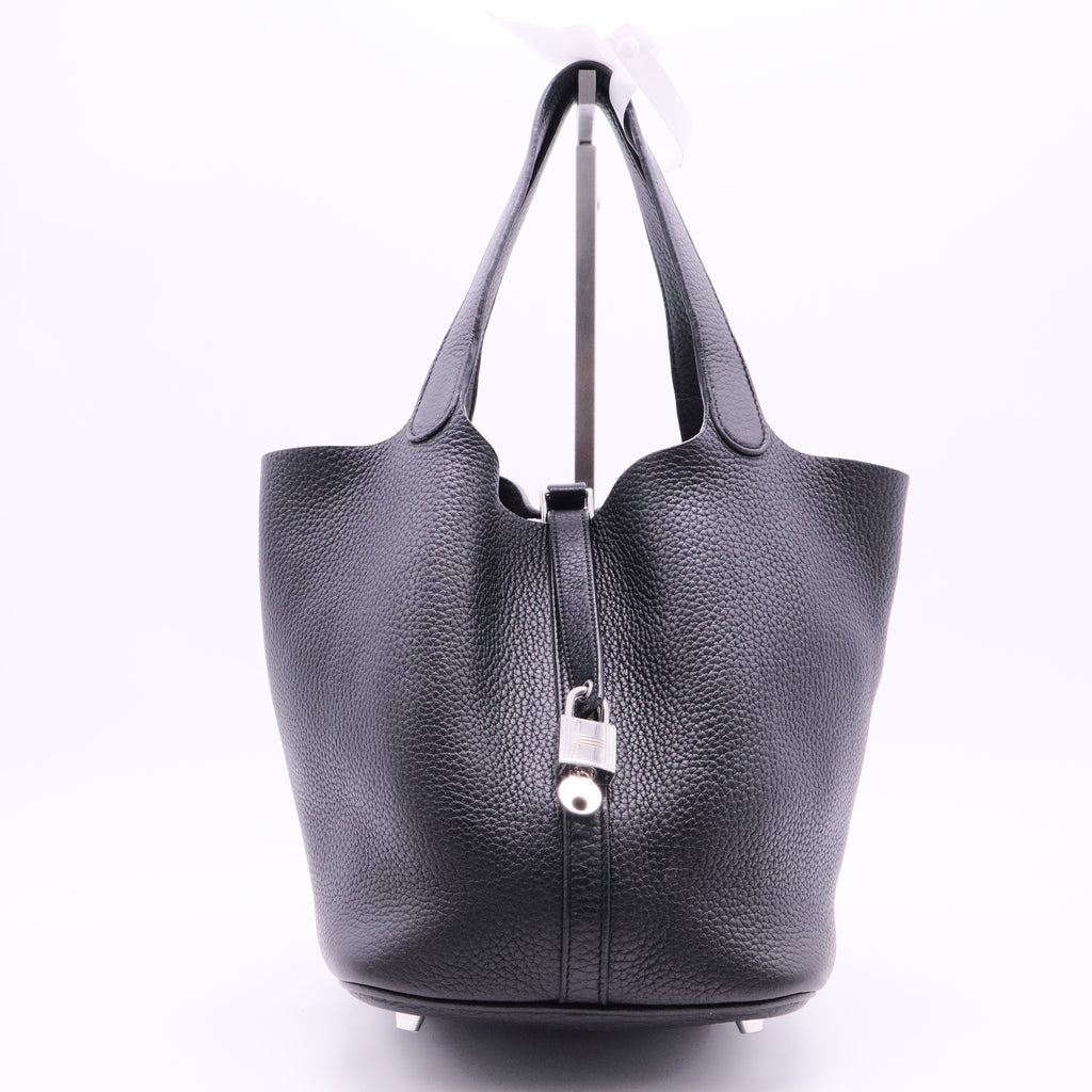Hermes Picotin Lock Tote Black Clemence Leather Palladium Hardware