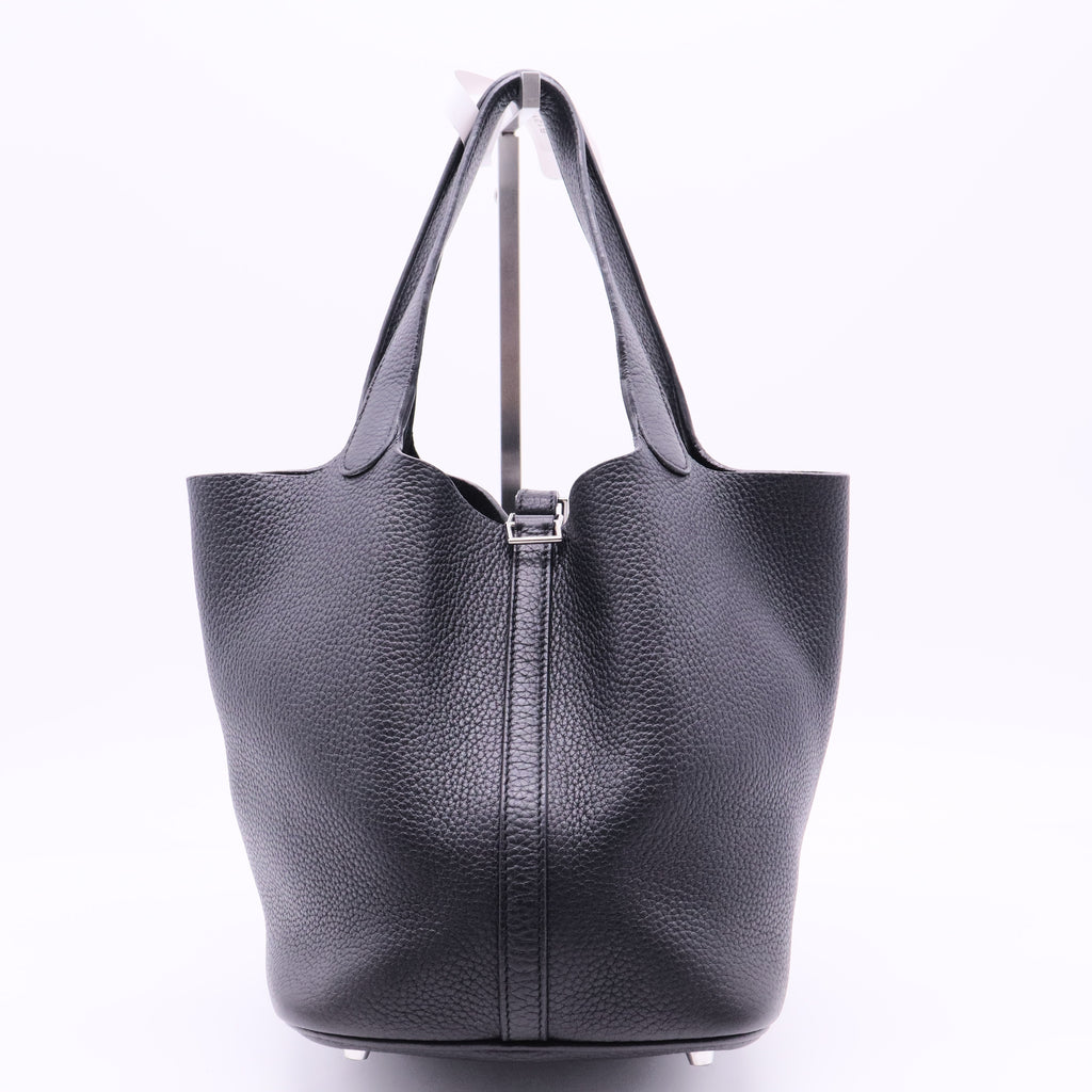 Hermes Picotin Lock Tote Black Clemence Leather Palladium Hardware