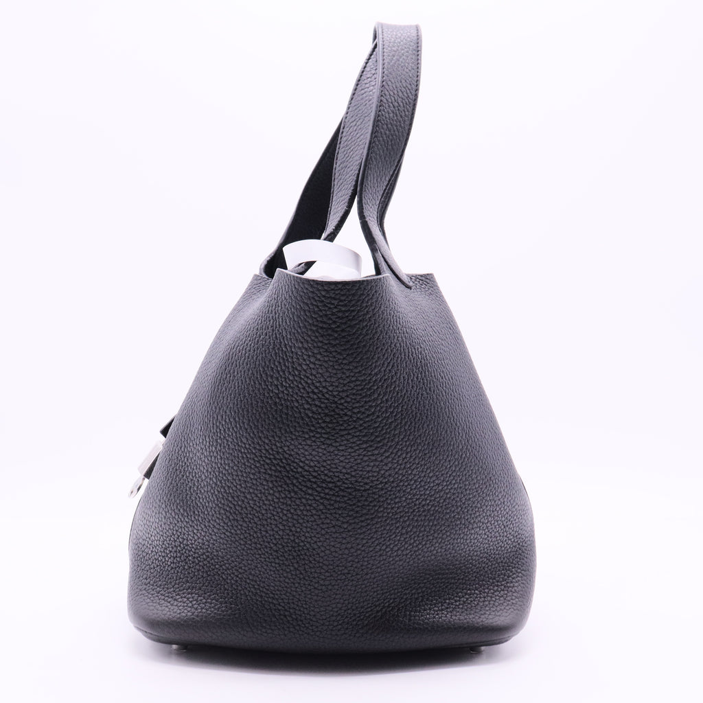 Hermes Picotin Lock Tote Black Clemence Leather Palladium Hardware