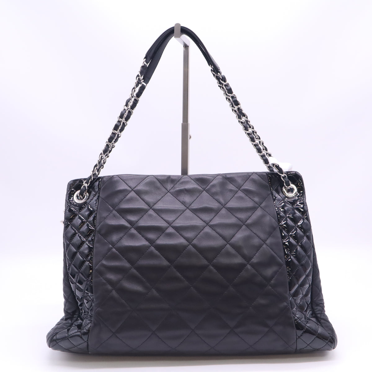 Chanel CC Charm Quilted Lambskin Patent Leather Tote Twins B24241