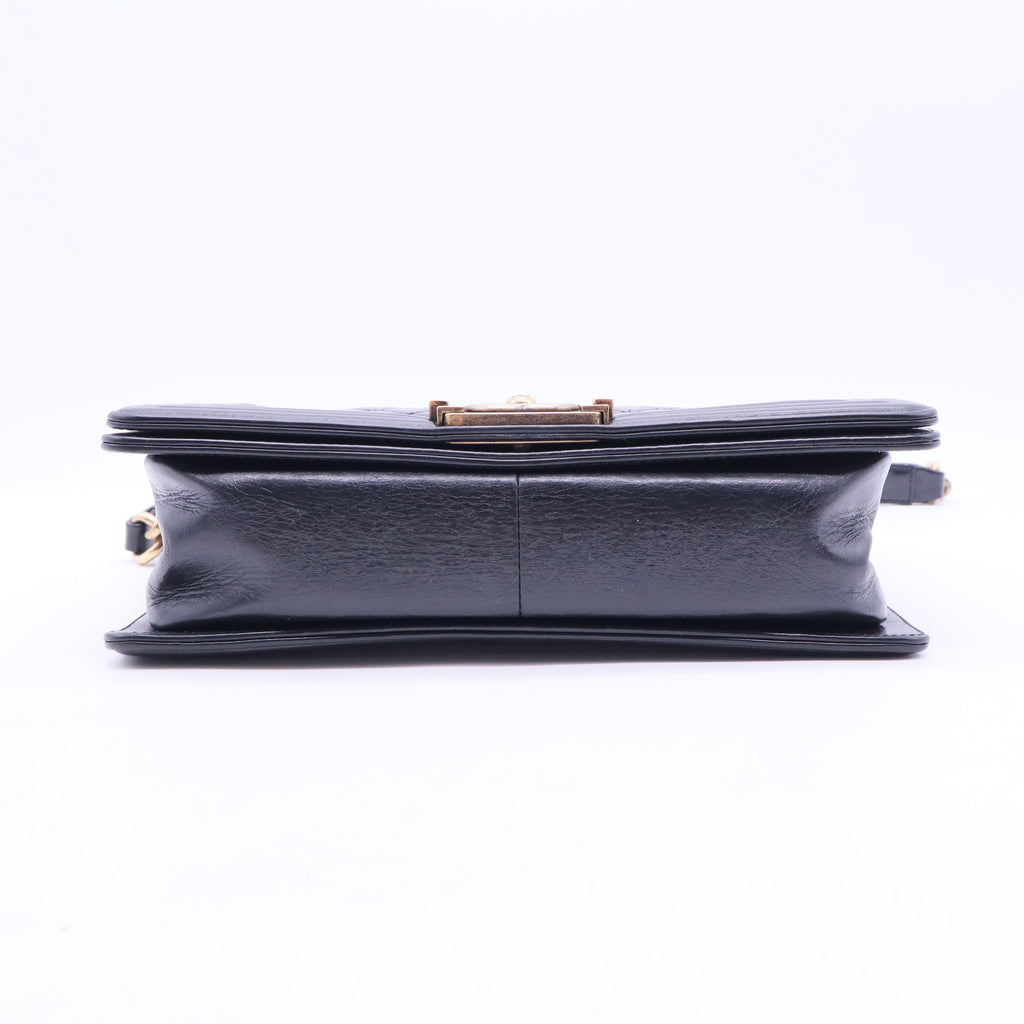  Old Medium Boy Shiny Calfskin Black