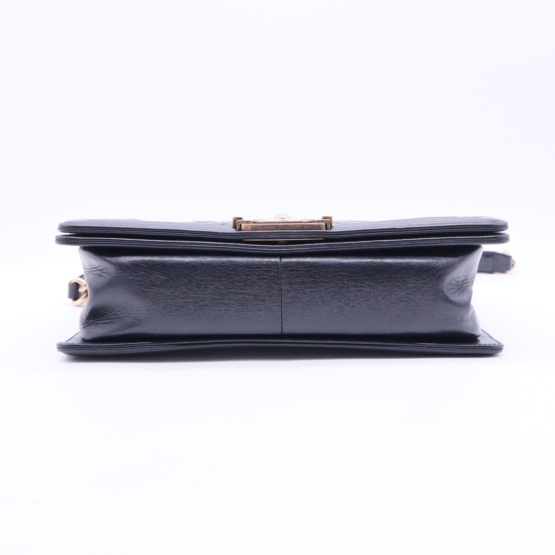  Old Medium Boy Shiny Calfskin Black