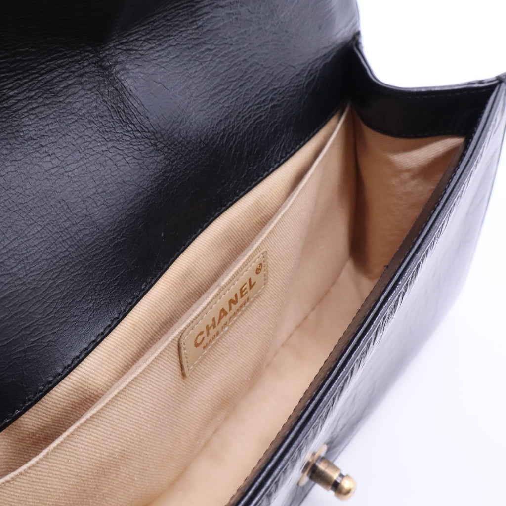 Old Medium Boy Shiny Calfskin Black