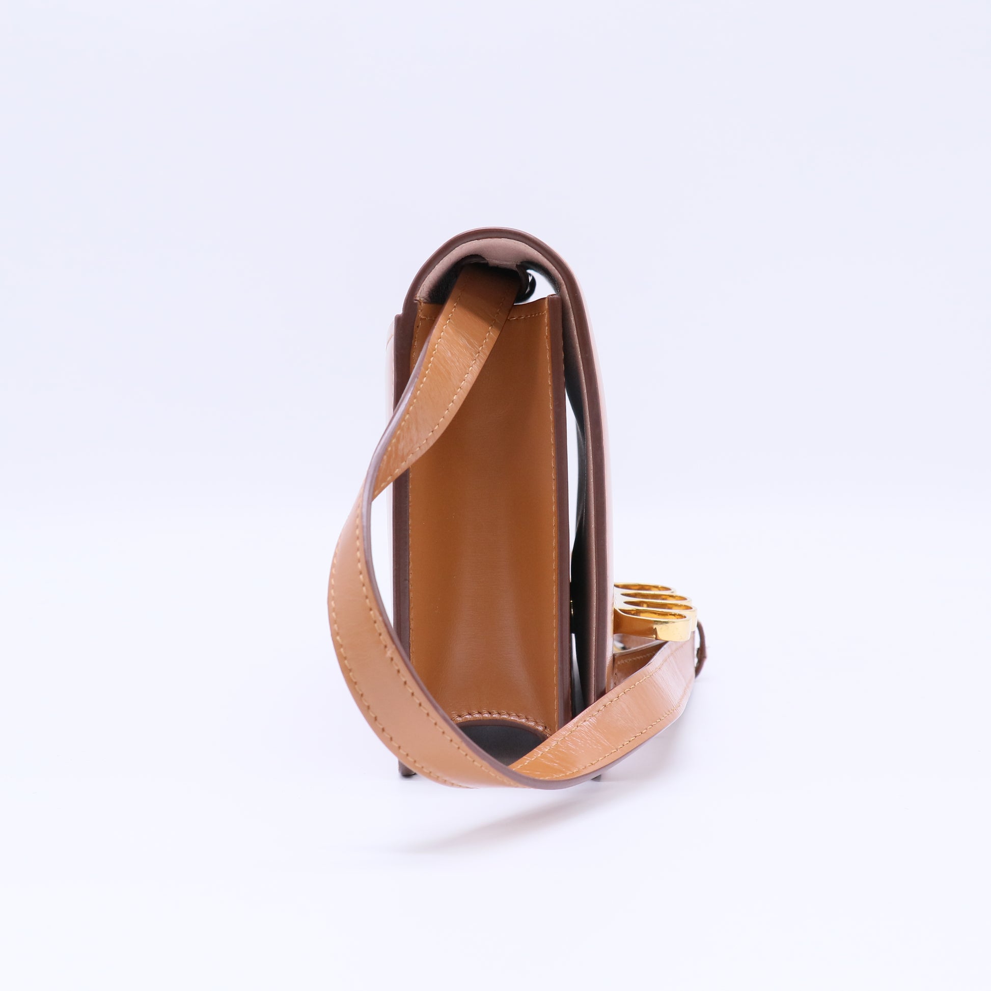 Four Ring Flap Shoulder Bag Leather Small B22403