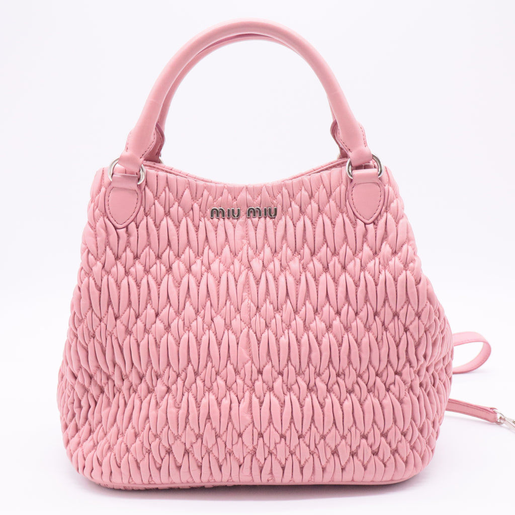 Crystal Convertible Tote Matelasse Leather Medium Rosa
