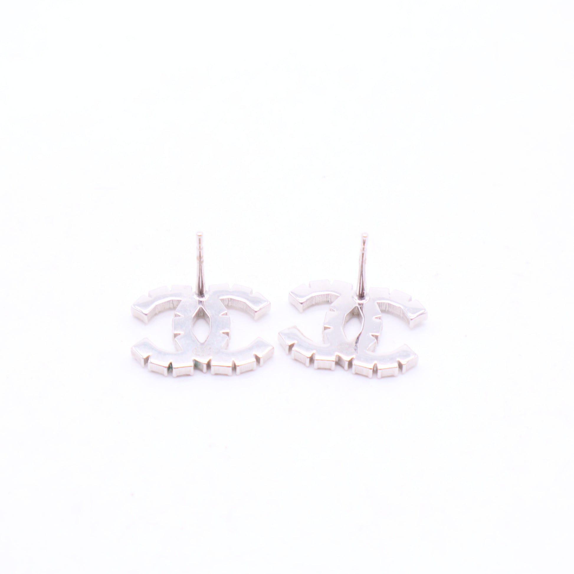 Chanel CC Stud Earrings Metal with Crystals Twins