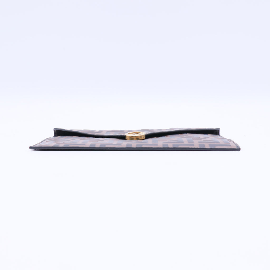 F is Fendi Envelope Flat Pouch Zucca Embossed Leather Large Twins W21021