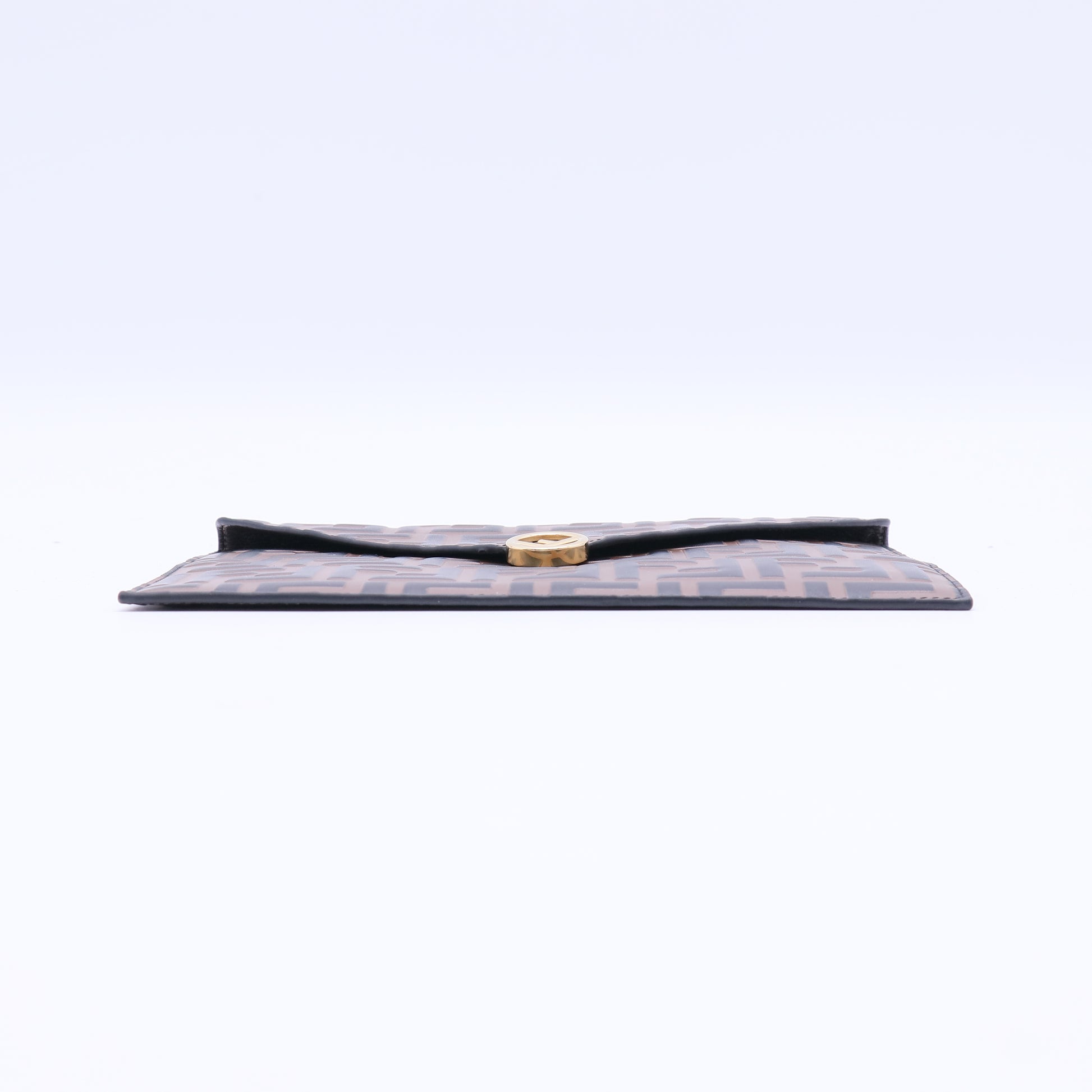 F is Fendi Envelope Flat Pouch Zucca Embossed Leather Large Twins W21021