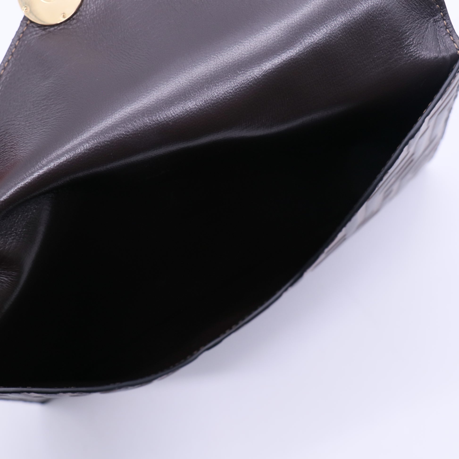 F is Fendi Envelope Flat Pouch Zucca Embossed Leather Large Twins W21021