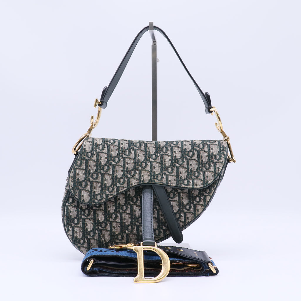Dior Blue Oblique Jacquard Saddle Bag B22457