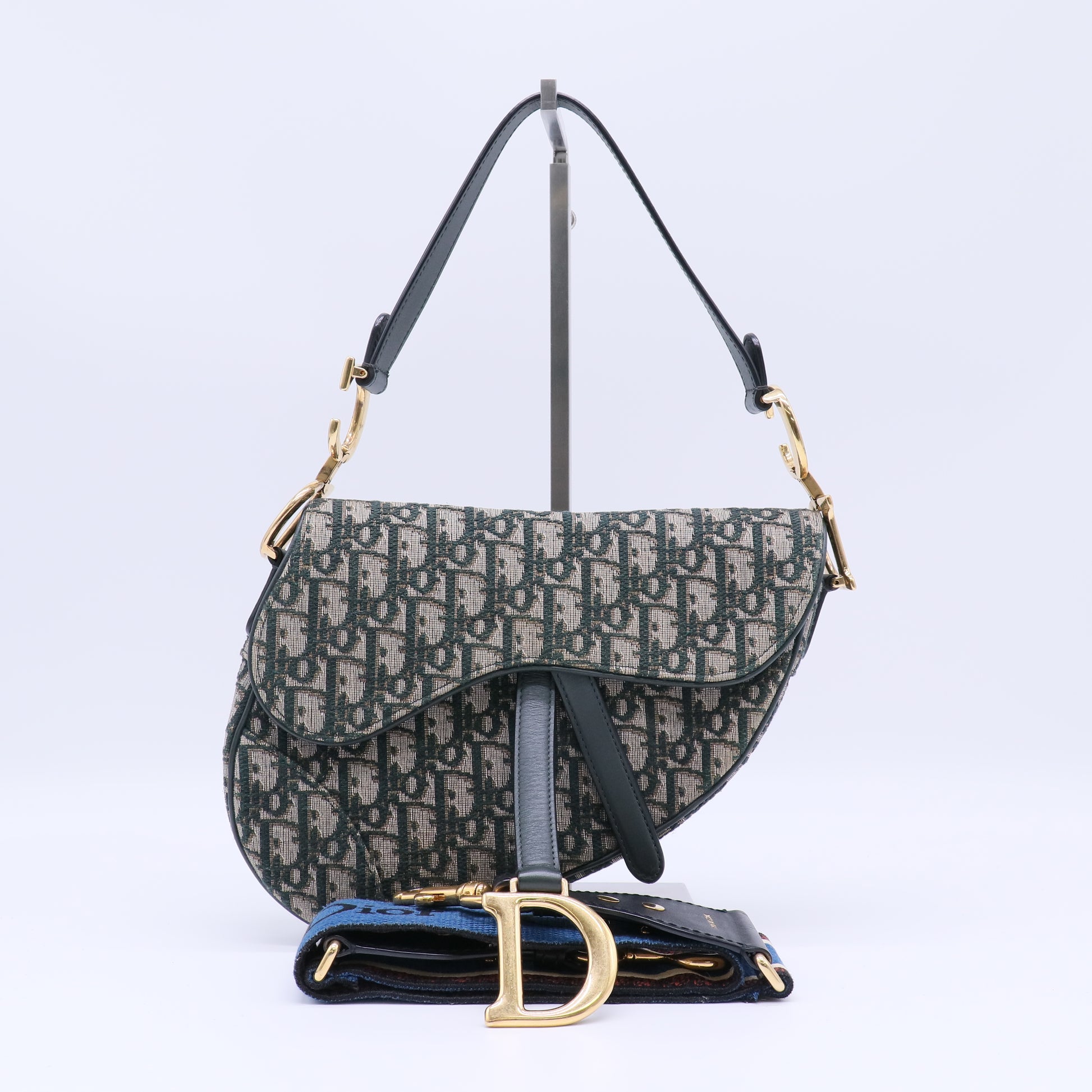 Dior Blue Oblique Jacquard Saddle Bag B22457