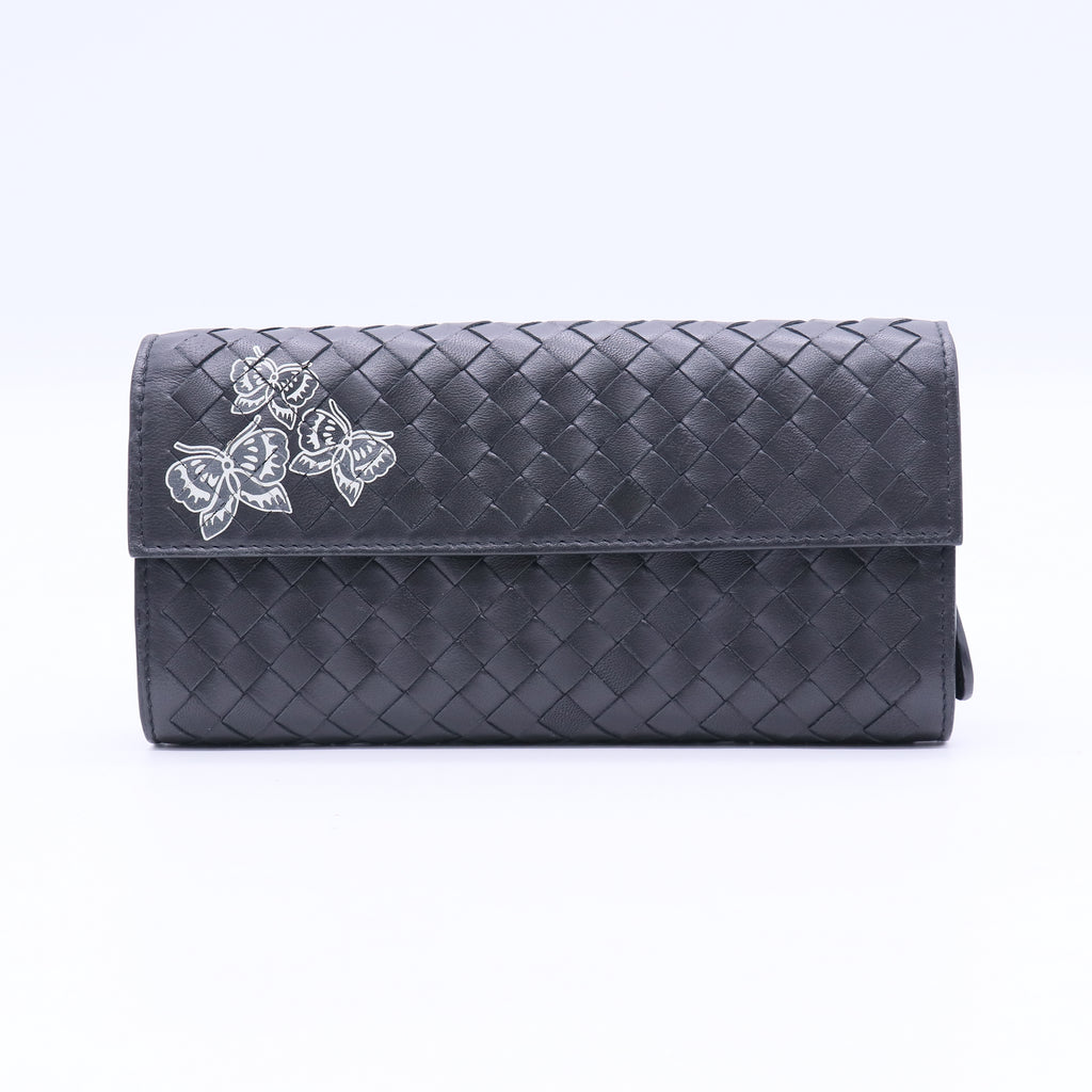 Flap Wallet Intrecciato Leather Long Twins W20763