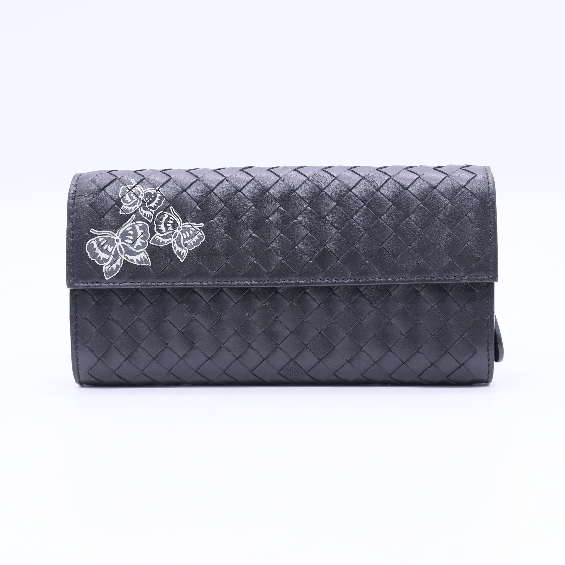 Flap Wallet Intrecciato Leather Long Twins W20763