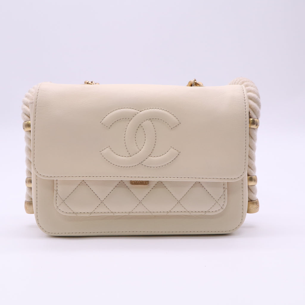 Chanel White Calfskin Leather En Vouge Shoulder Bag twins LDJ5134
