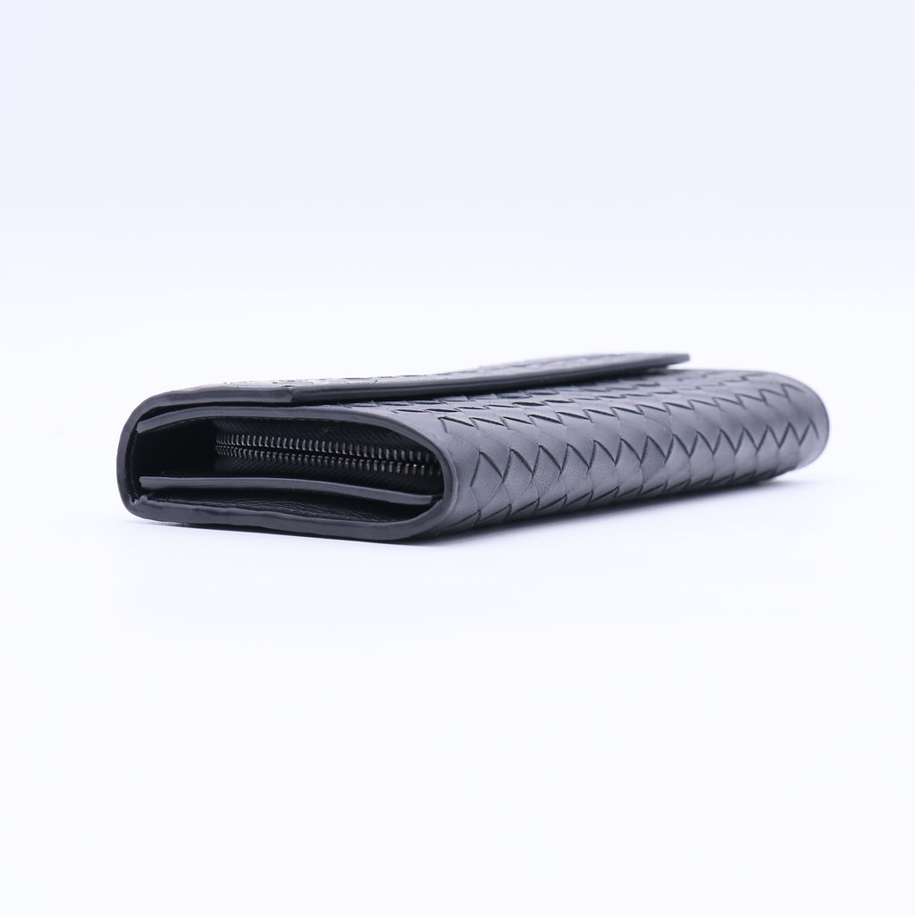 Flap Wallet Intrecciato Leather Long Twins W20763