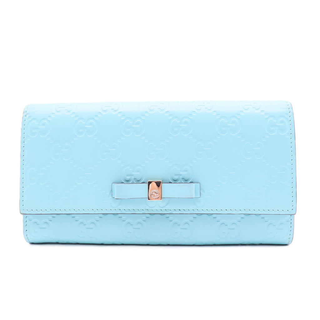 Blue GG Monogram MicroGuccisima Continental Wallet