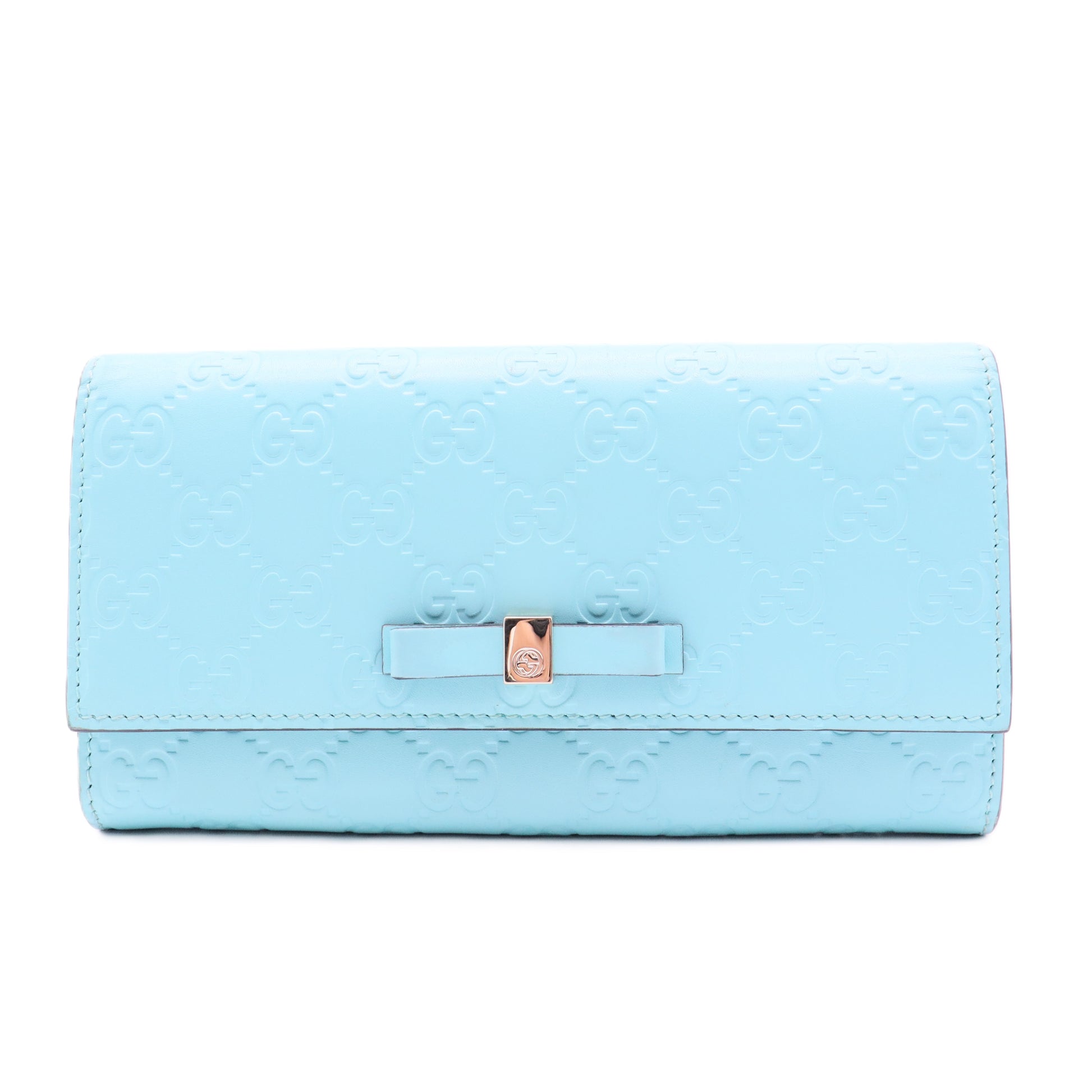 Blue GG Monogram MicroGuccisima Continental Wallet