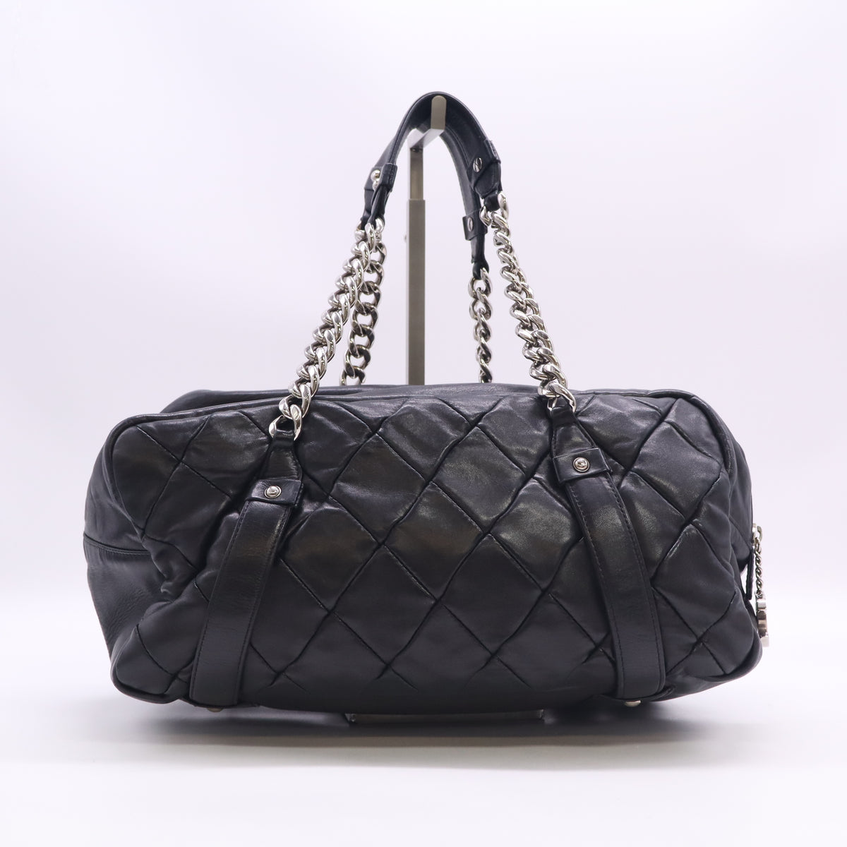 Chanel Black Quilted Lambskin Leather CC Bowler Bag twins LDJ6090