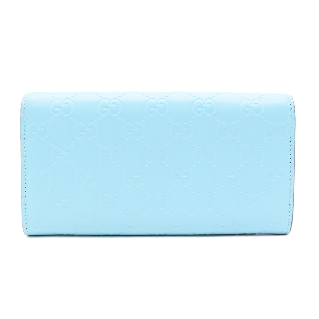 Blue GG Monogram MicroGuccisima Continental Wallet