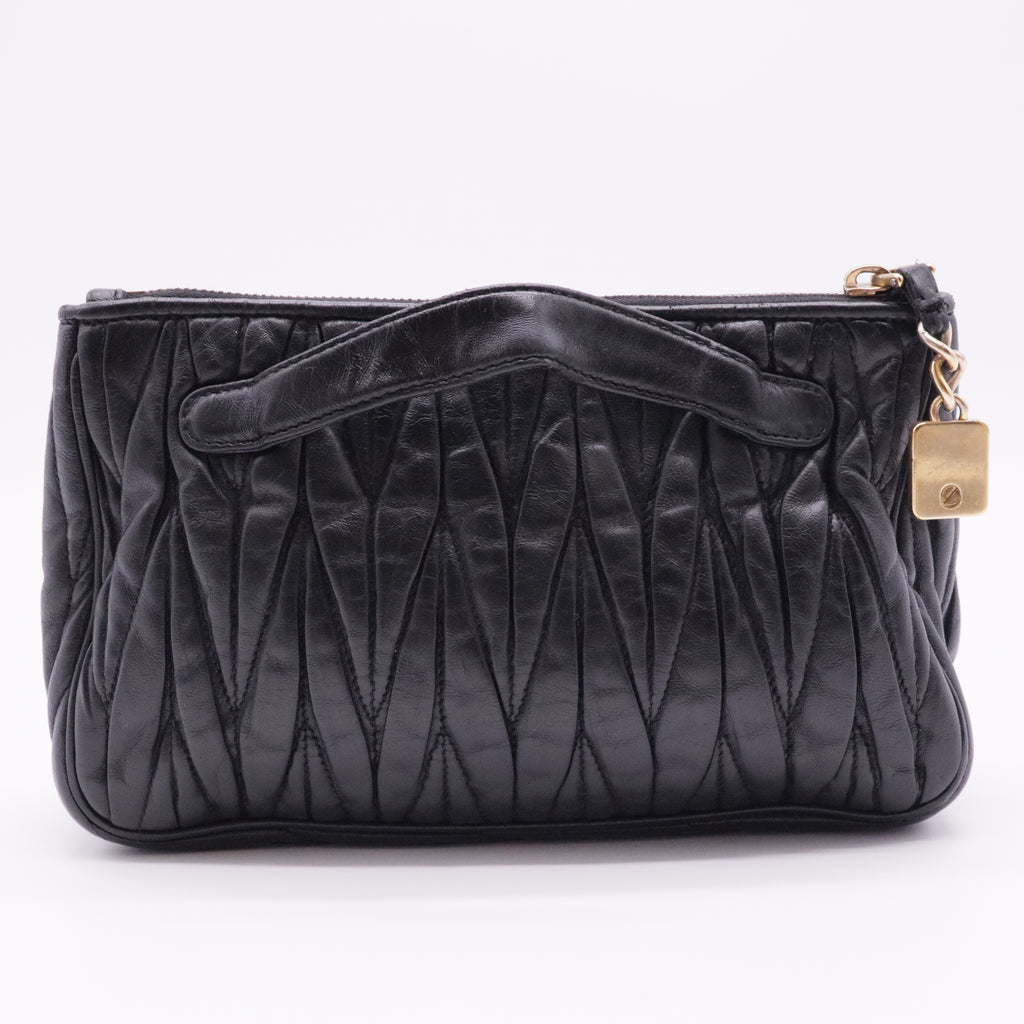 Black Matelassé Leather Frame Crossbody