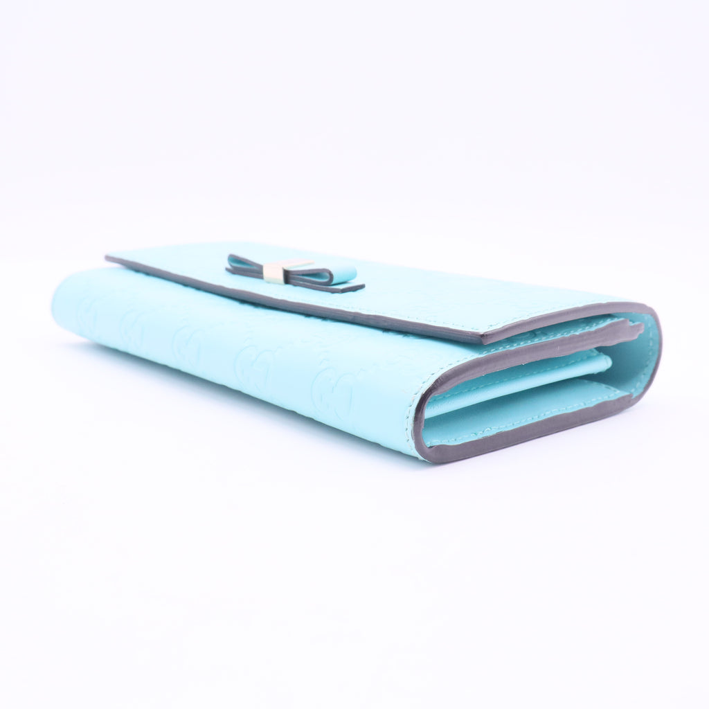 Blue GG Monogram MicroGuccisima Continental Wallet