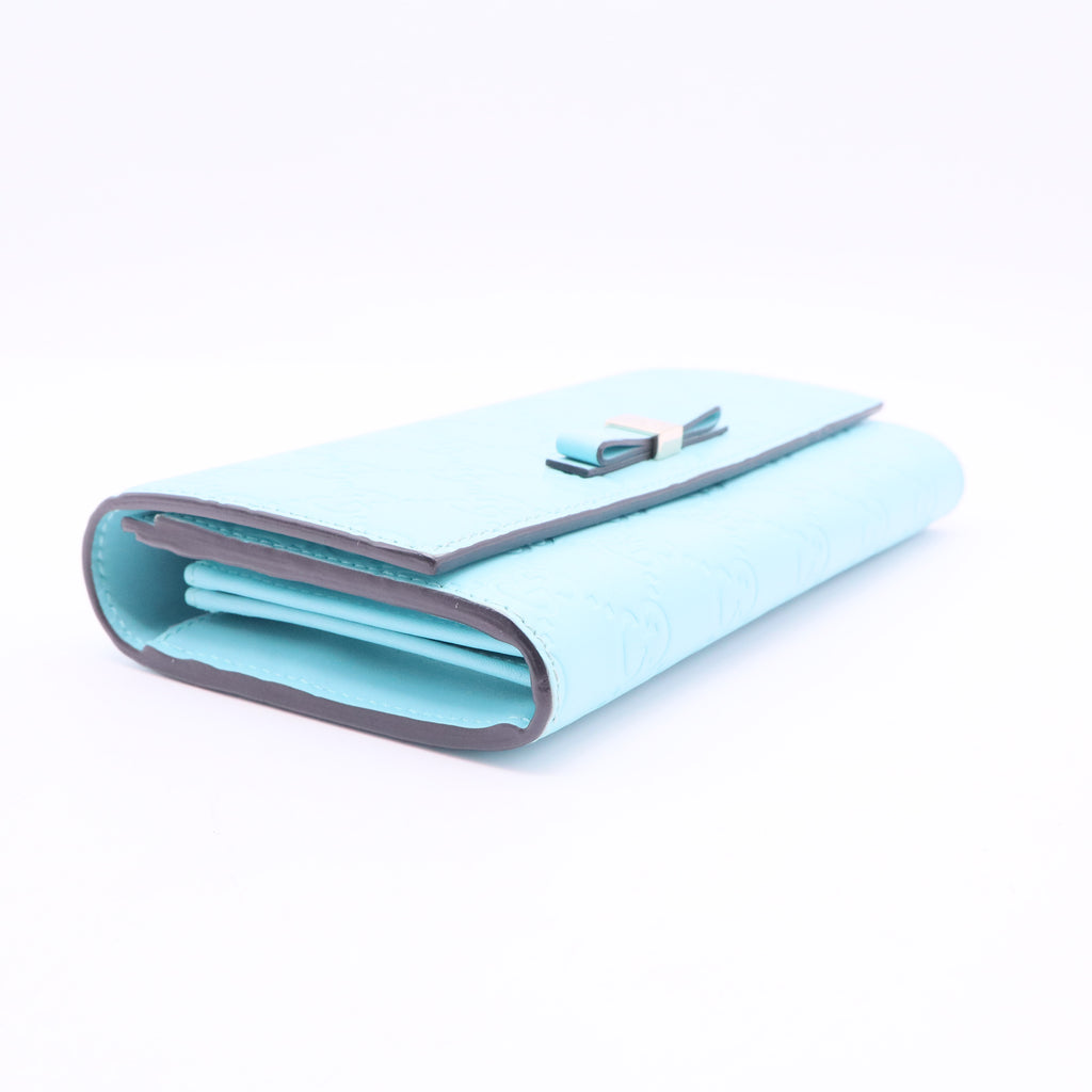 Blue GG Monogram MicroGuccisima Continental Wallet