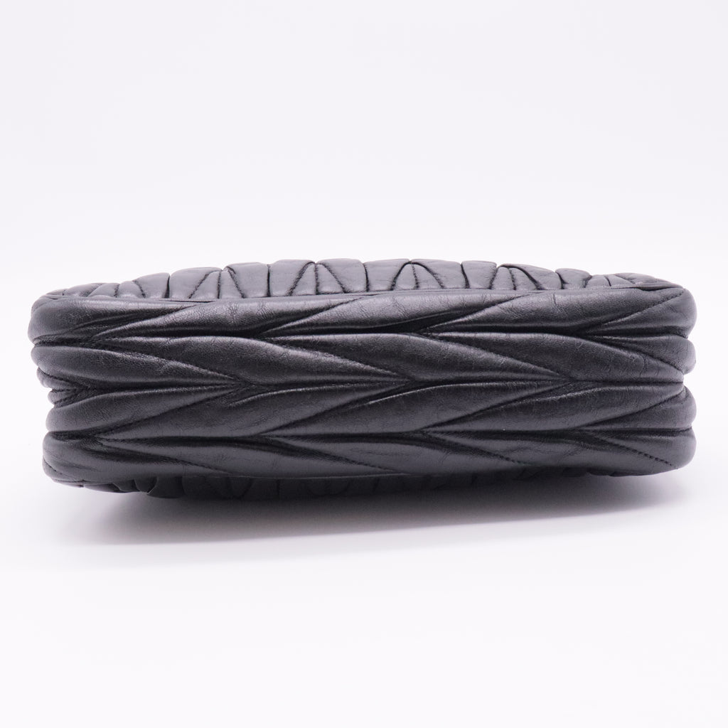 Black Matelassé Leather Frame Crossbody