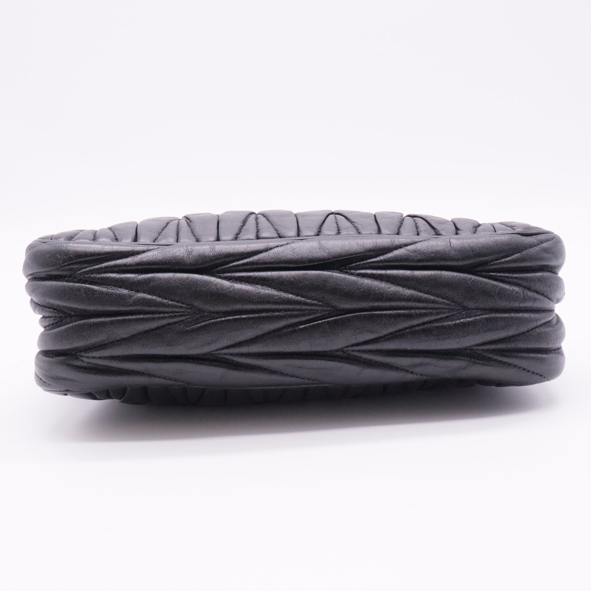 Black Matelassé Leather Frame Crossbody