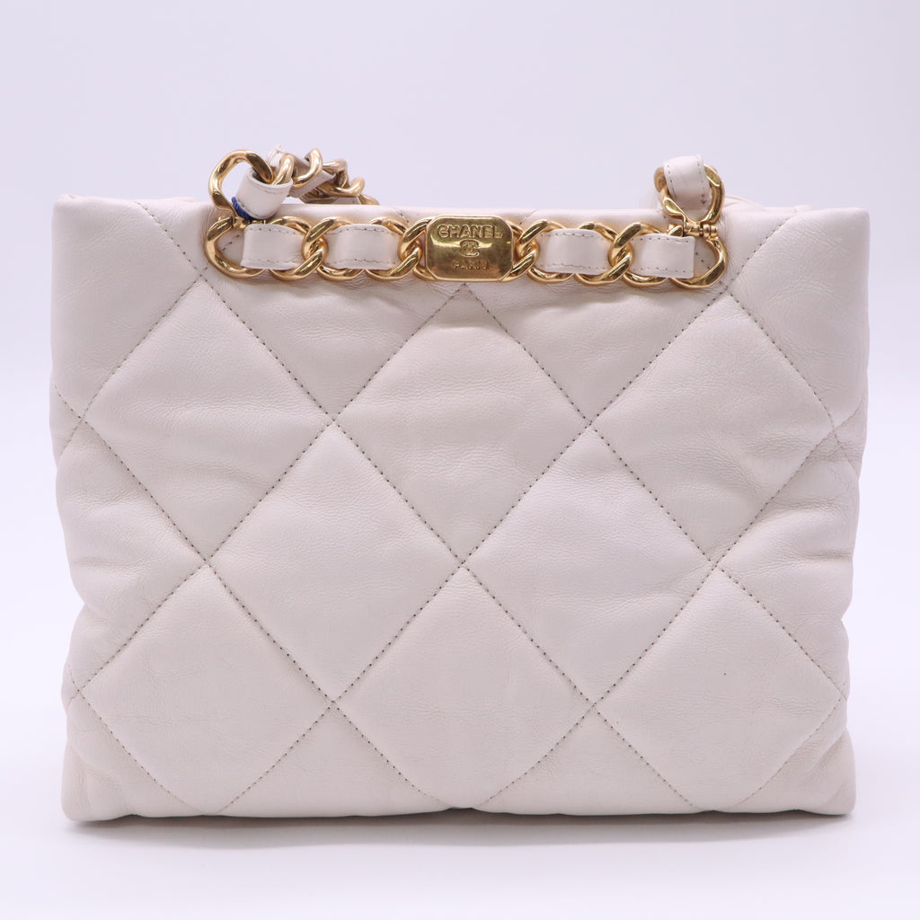 Chanel Lambskin Quilted Small Shopping Bag White twins LDJ5132
