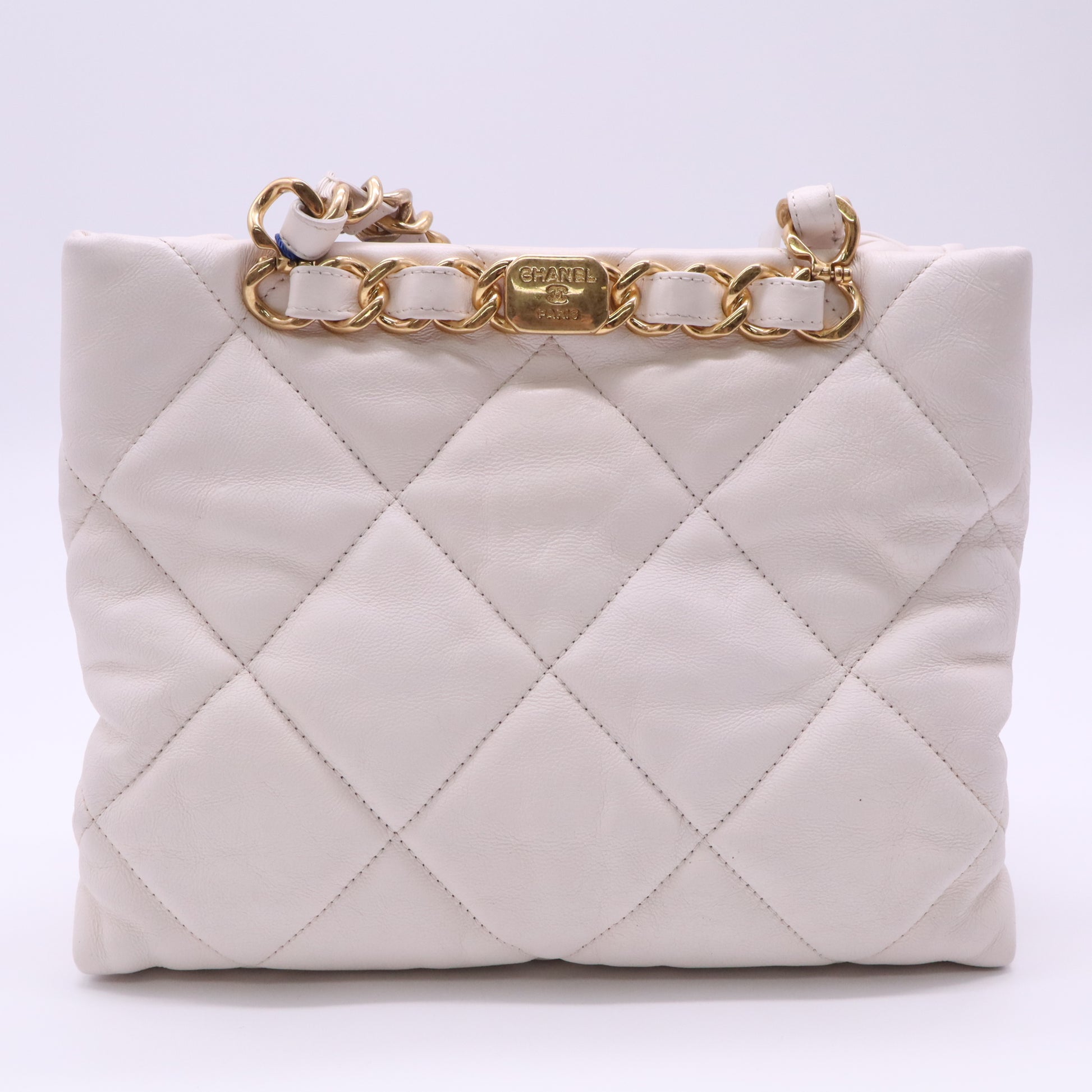 Chanel Lambskin Quilted Small Shopping Bag White twins LDJ5132