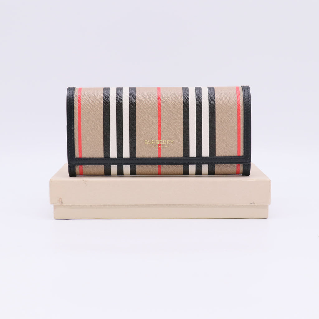 E-Canvas Icon Stripe Halton Continental Wallet Archive Beige W22807