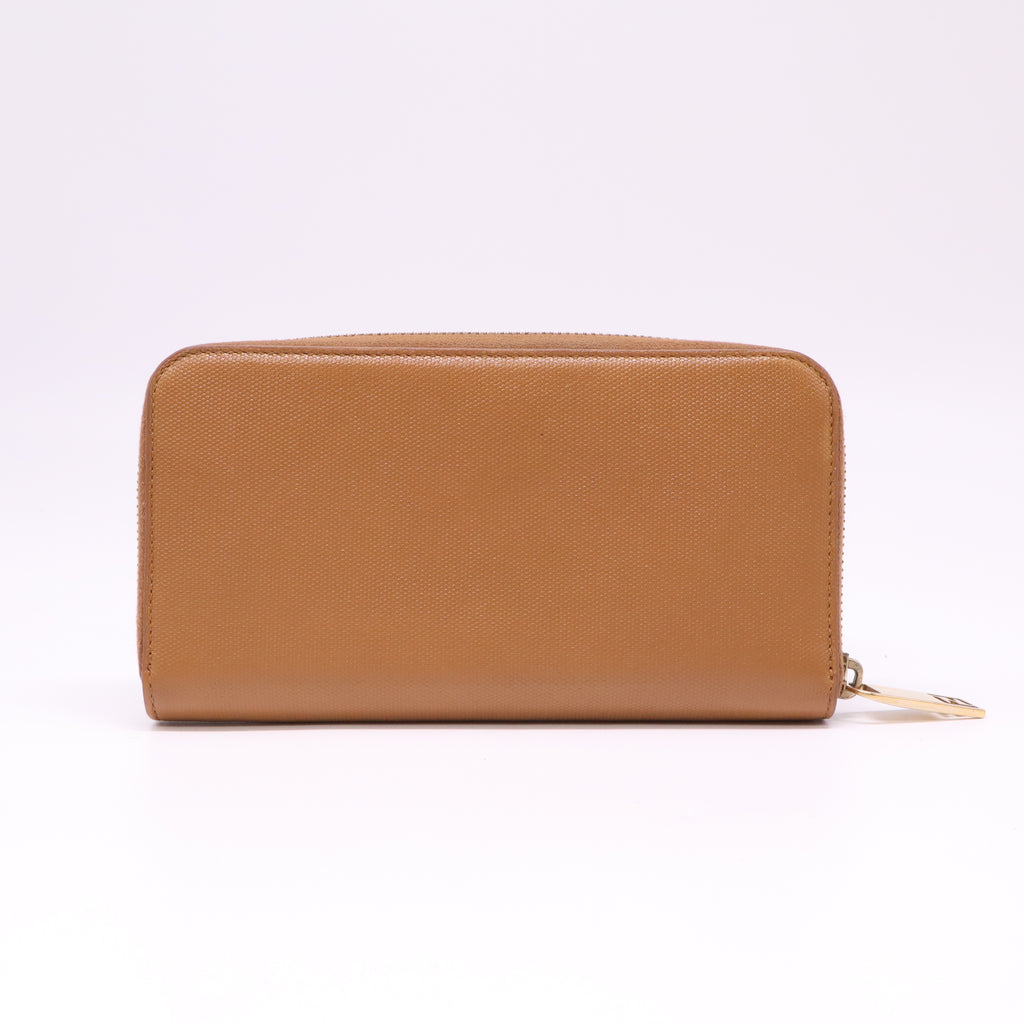 Fendi Saffiano Metal Logo Zip Around Wallet W22134