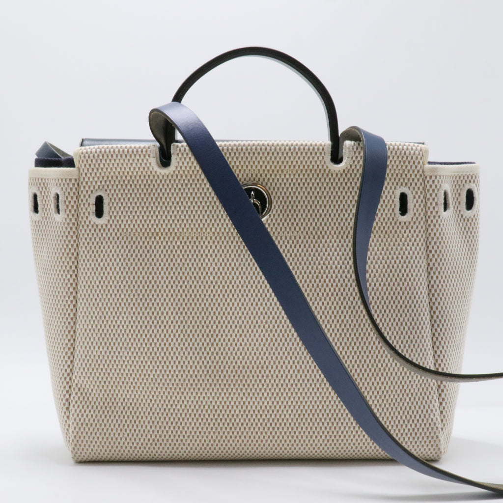 HERMES Shoulder Bag 3way Airbag PM Toile H Canvas White White Black Women's