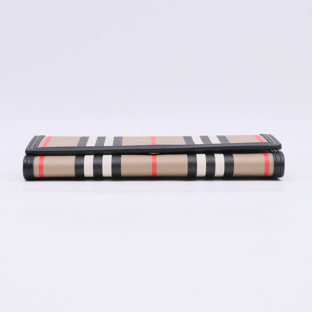 E-Canvas Icon Stripe Halton Continental Wallet Archive Beige W22807