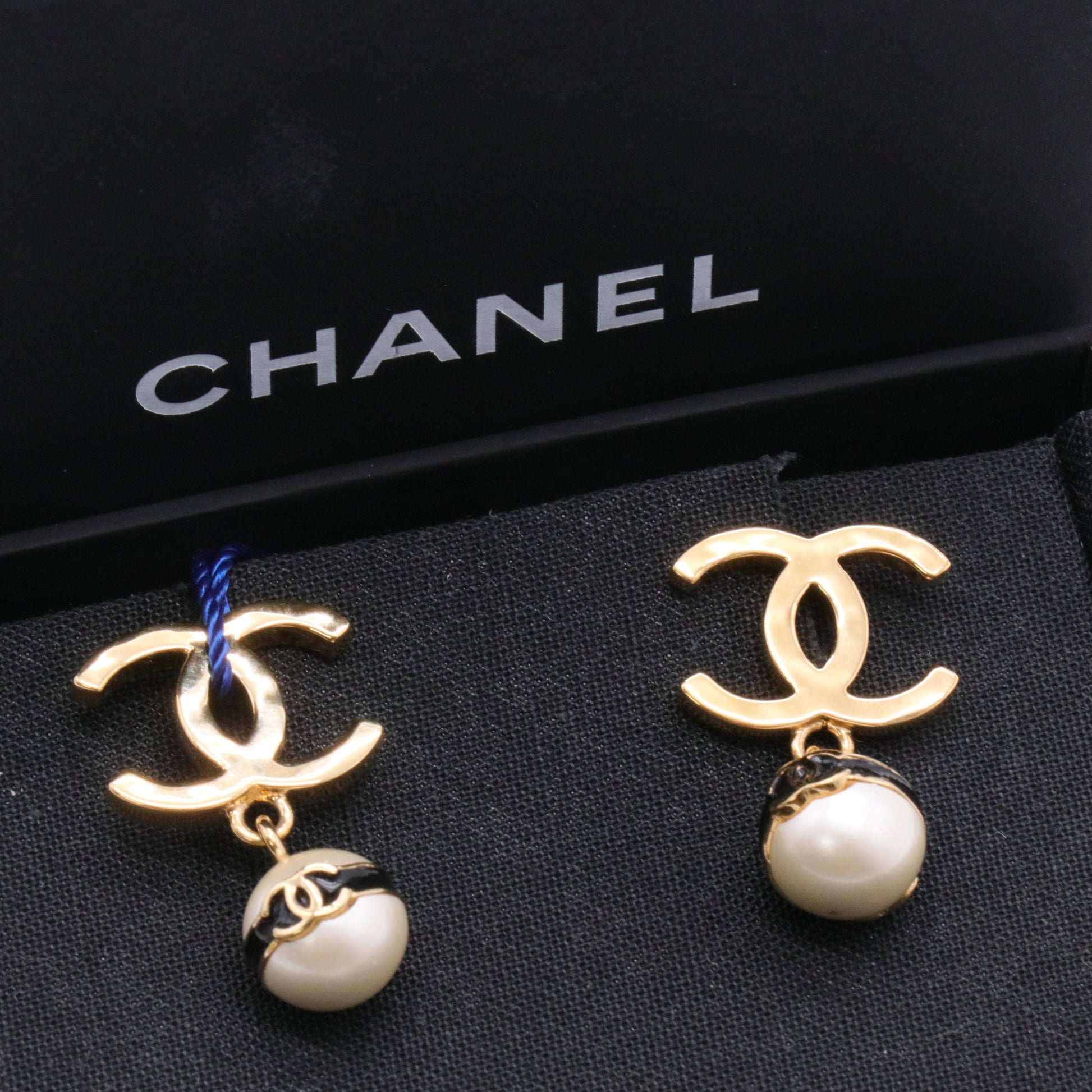 CC Gold Pearl Earrings Twins