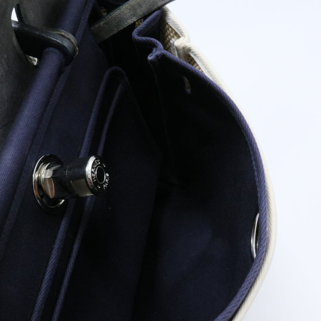 HERMES Shoulder Bag 3way Airbag PM Toile H Canvas White White Black Women's