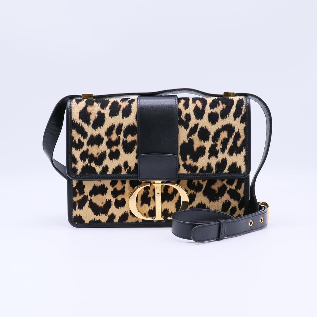 Christian Dior 30 Montaigne Flap Bag in Leopard Print Pony Hair B22408