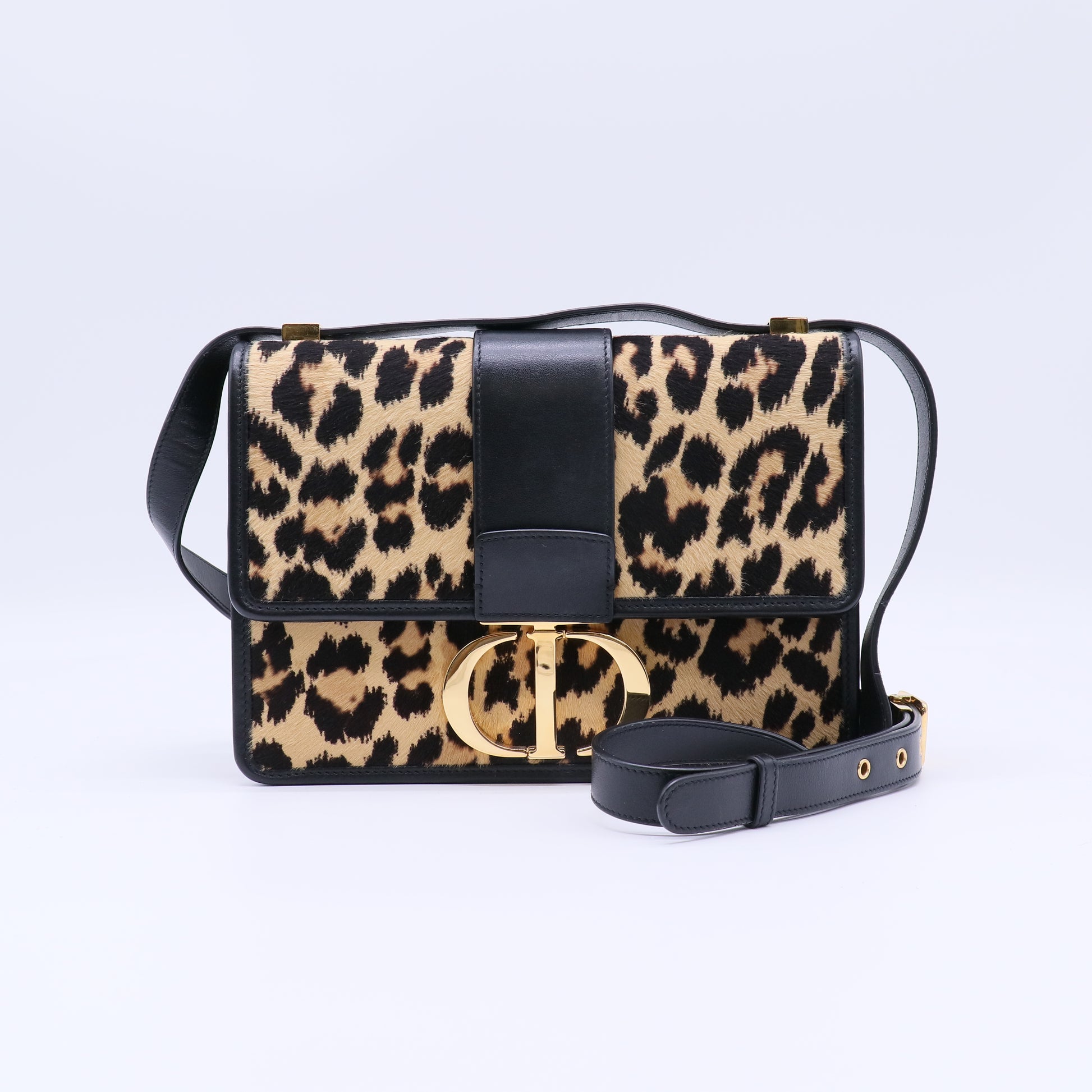 Christian Dior 30 Montaigne Flap Bag in Leopard Print Pony Hair B22408